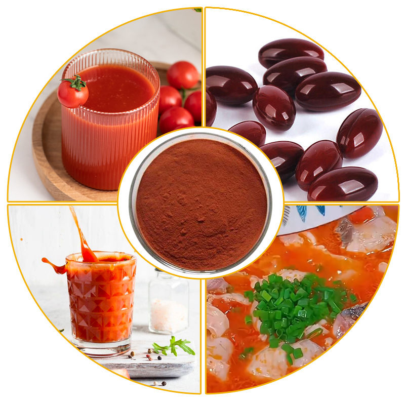 Baisfu Red Powder Fresh Vegetable Tomato Fruit Powder CAS No.: 502-65-8 pure Natural Plant extract  Lycopene 5%-30% for Food Additive