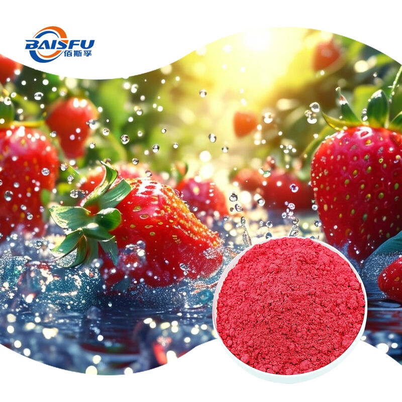 Baisfu Wholesale Pure Freeze Dried Strawberry Powder Food Grade High Vitamin C for Beverages